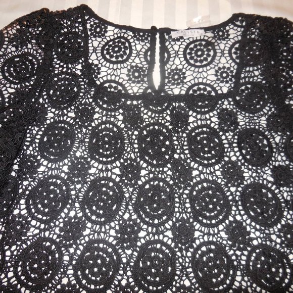 Blouse Black Lace NEW Long Sleeve tunic blouse see-through summer tunic top - Picture 9 of 13